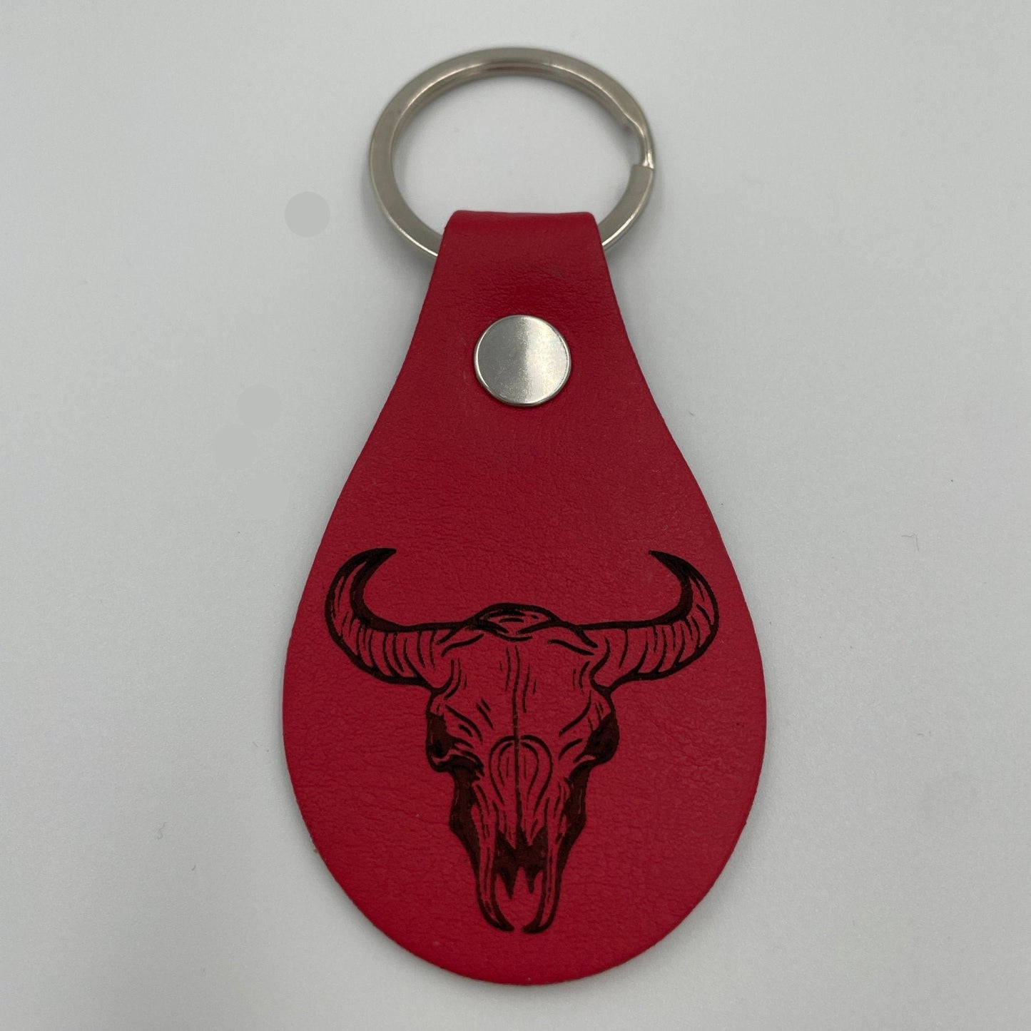 Schlüsselanhänger aus hochwertigem Kunstleder - Motiv: Stier Skull-