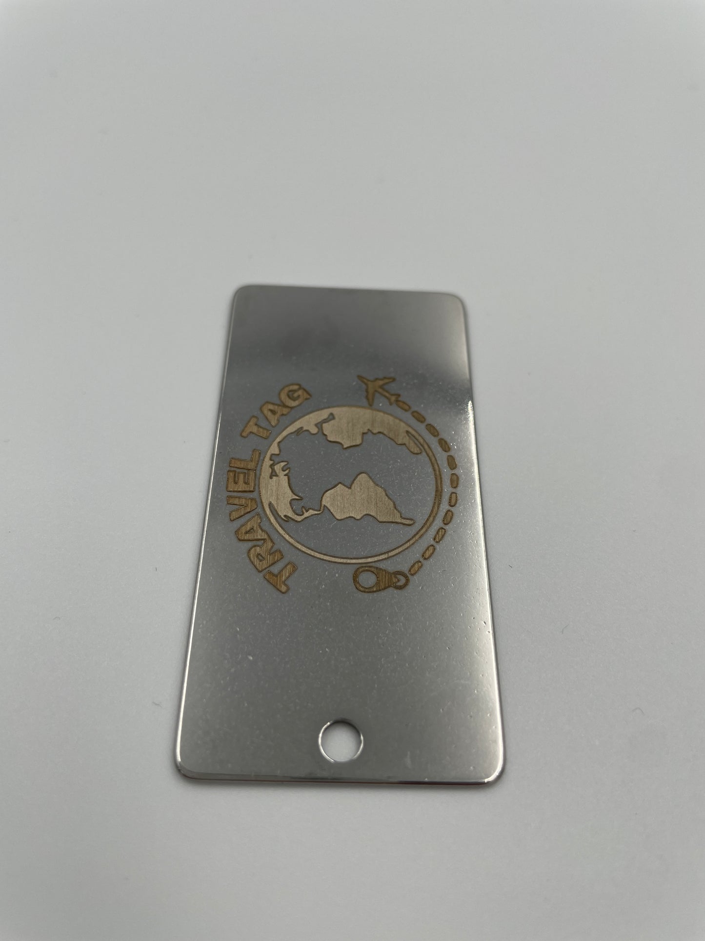 Kofferanhänger Gepäckanhänger aus Edelstahl mit individueller permanenter Lasergravur und Drahtseil (38x16mm)