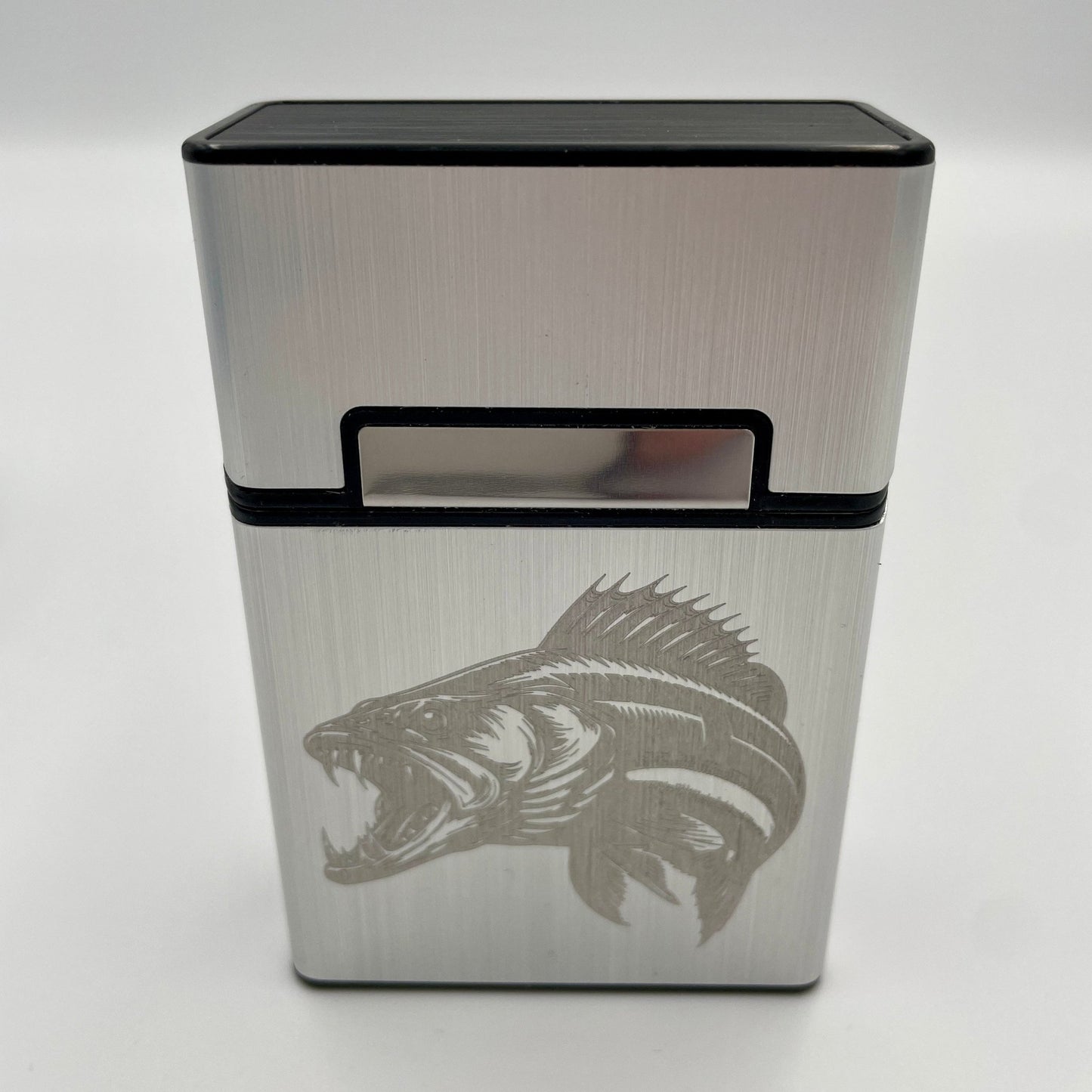 Zigarettenbox Aluminium / Kunststoff -Fisch- personalisiert mit Magnetverschluss