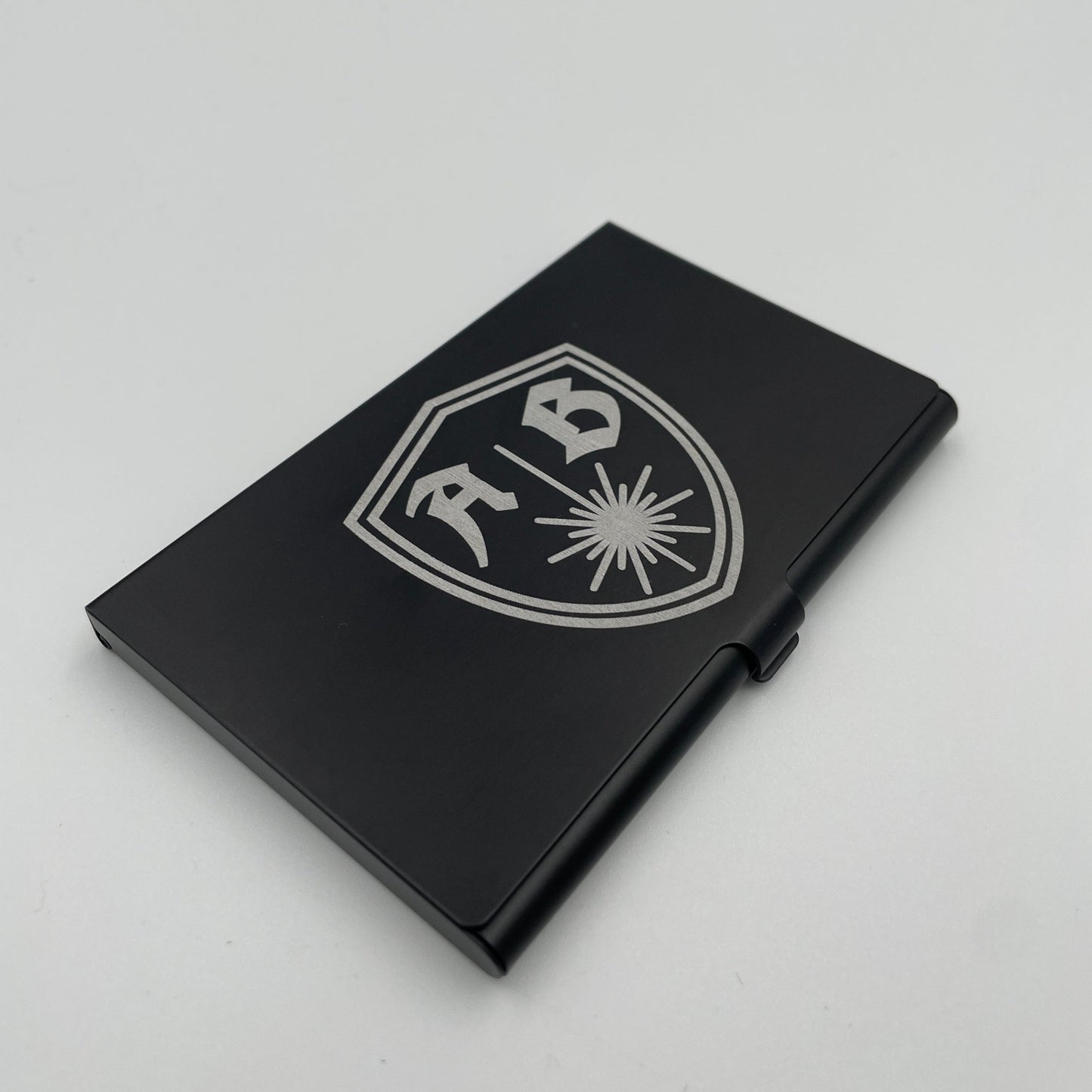 Visitenkarten Box Spender Etui Matt aus Aluminium Schwarz