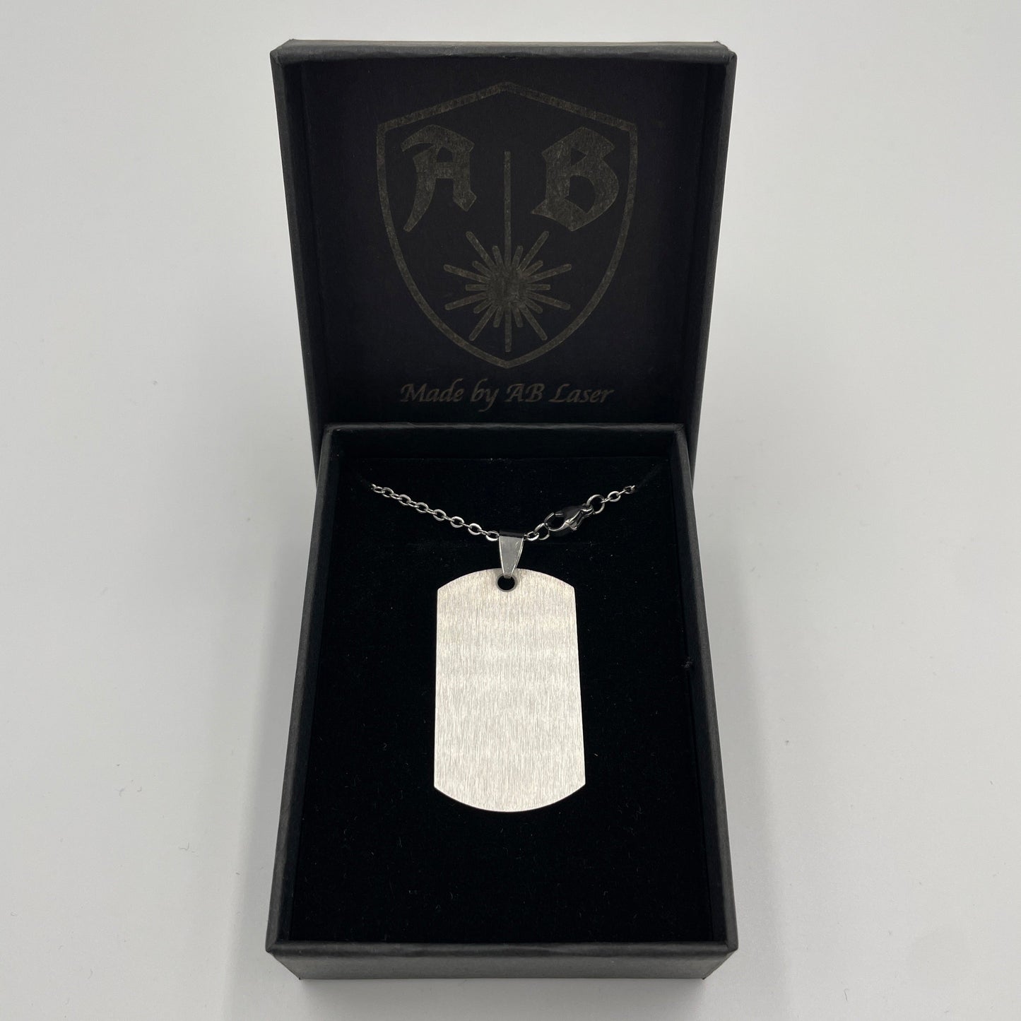 Massiv ID Dog Tag Edelstahl mit Gravur -Angeln/Barsch- Anhänger personalisierter Name + Kette