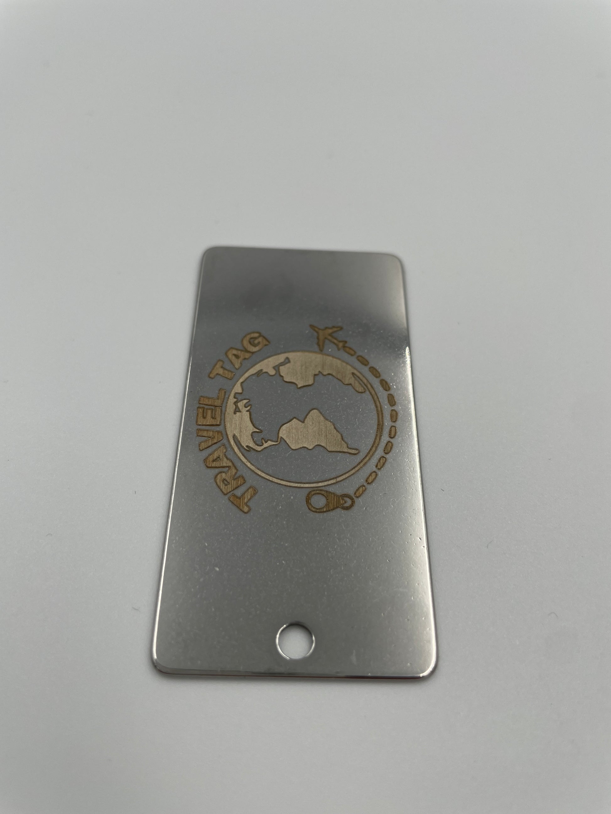 Kofferanhänger Gepäckanhänger aus Edelstahl mit individueller permanenter Lasergravur und Drahtseil (38x16mm)