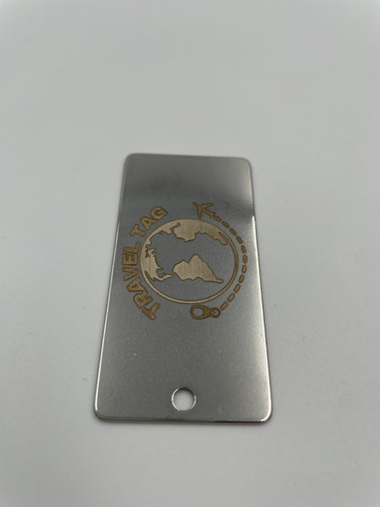 Kofferanhänger Gepäckanhänger aus Edelstahl mit individueller permanenter Lasergravur und Drahtseil (38x16mm)