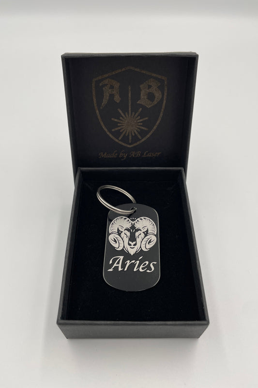Personalisierter Sternzeichen Aluminium-Schlüsselanhänger Dog Tag mit Gravur