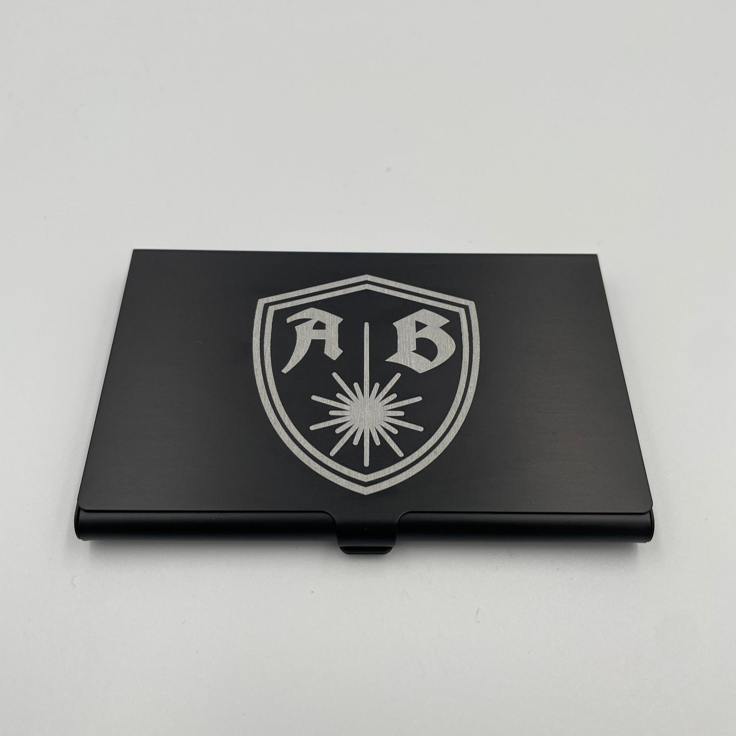 Visitenkarten Box Spender Etui Matt aus Aluminium Schwarz