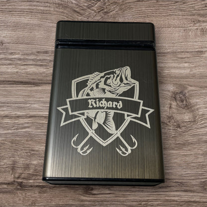 Zigarettenbox Aluminium / Kunststoff -Fisch- personalisiert mit Magnetverschluss