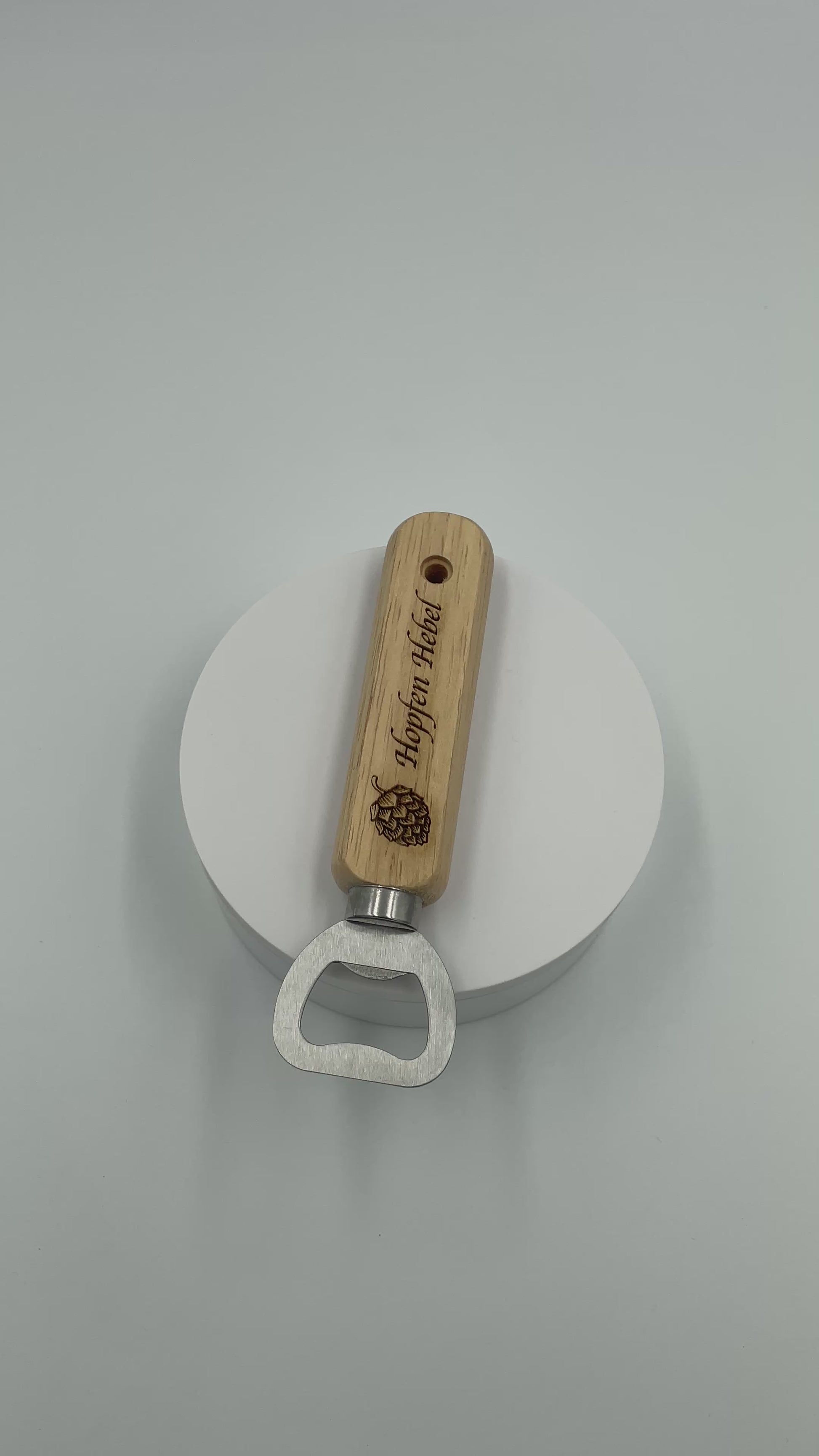 Personalisierter Holz-Flaschenöffner "Hopfen Hebel" – Hochzeit, Logo, Name